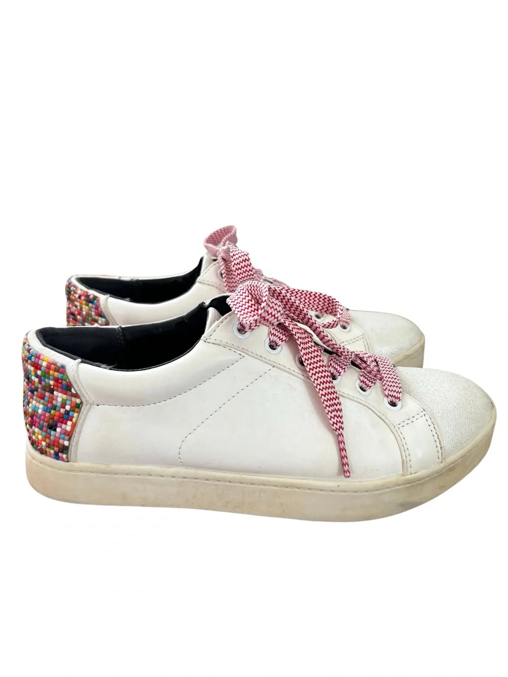 Circus by Sam Edelman White Sneakers Rainbow Beaded Heel Women’s 8